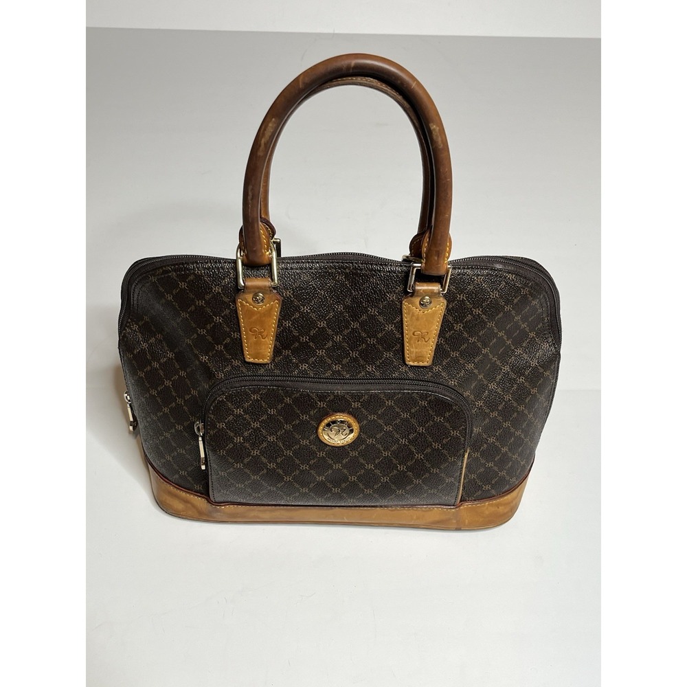 Rioni Moda Italia Satchell Top Handles Signature Logo Leather Hand Bag